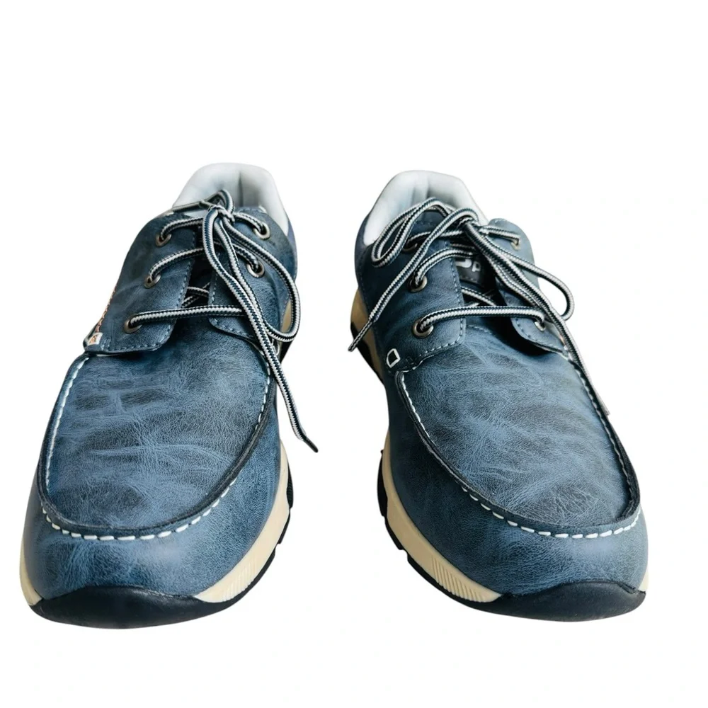 NWOB Men’s Boat Shoes Size 44 Blue Lace Up Casual Deck Comfort Sneakers